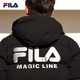 FILA Down Jacket Men's Winter Warm Hooded Sports Casual Long Sleeve Thickened Jacket Cardigan Men's Top True Black-BK XL 180/100A