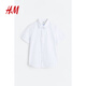 H&M children's clothing children's boys' shirt short-sleeved lapel formal dress performance clothing easy ironing shirt 1122396 white 100 56