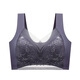 Women's Lace Wrapped Breast and Beautiful Back Bra, Push-up Wireless Fixed Cup Top-Up Seamless Vest Style Sleeping Bra, Dark Blue 2L 100-120Jin Jin is equal to 0.5kg