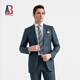 BAROMON 70% Wool Suit Men's Business Light Formal Suit Men's Suit Complete Men's Business Suit Men's Two-piece Set Blue Gray 175A Please note the size of the trousers