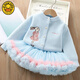G.duck girls autumn and winter sweater skirt suit baby cartoon imitation mink velvet tutu tutu skirt two-piece set 24 fashion princess purple couro fan 90 cm suitable for 80-90cm age 2-3 years old