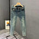 FNAADOOG embroidered high-end gray-black jeans men's trendy internet celebrity guy slim-fitting and pinched pants New trend-1048 29