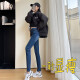 LangSha velvet jeans for women 2023 winter outer wear high waist elastic small feet slimming pencil pants women's velvet jeans