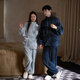 Mrs. Slee Sleep TIGHT pajamas couple wear for one man and one woman winter coral velvet thickened velvet zipper simple warm wearable home clothes QHR96122-Men's L