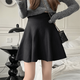 Miao Yijia skirt autumn black short skirt women winter knitted skirt pleated large hem skirt high waist a line skirt petite skirt high waist large hem pleated skirt black one size