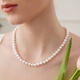 Tahitian freshwater pearl necklace 925 silver buckle 8-9mm nearly round pearl bead chain clavicle chain gift for mother and lover