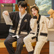 Modal flannel couple pajamas autumn and winter thickened warm coral velvet women's cartoon winter men's home wear suit kimono flannel M7820 main picture M women's 80-95Jin Jin is equal to 0.5 kg