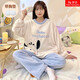 仙梦莎 睡衣女冬季法兰绒圆领可爱卡通玉桂狗两件套装加厚珊瑚绒家居服 TFN-9905-豆沙-大白鹅 M