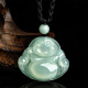 Saturday Blessing Jewelry Maitreya Laughing Buddha Jade Buddha Pendant Gift FC044579 Black String