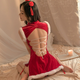 Zokale Christmas Dating Jacket Uniform Suit New Year Party Dress Sexy Underwear Women Extremely Seductive Sexy Pajamas Exciting 673 Christmas Backless Cheongsam [Christmas Skirt + T-Pants] One Size [Suggested Weight: 80-130Jin [Jin equals 0.5 kg]]