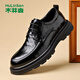 MULINSEN leather shoes men's genuine leather soft-sided formal business casual shoes spring and autumn lace-up round toe soft leather driving shoes for men dad shoes DY-MLS236158 black 40