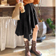 Skirt Winter Skirt Women's Maillard Coffee Color Thick New Drape A-Line Skirt Ruffles Irregular Puff Coffee Color One Size 80-150Jin Jin is equal to 0.5 kg