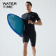 WATERTIME/Shuichuan Men's Swimsuit and Swimming Pants One-piece Short-Sleeved Diving Suit Men's Swimsuit Black Silver XL