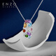 ENZO Ocean Series 18K Gold Colorful Gemstone Diamond Pendant Silver Chain for Women EZV5759 Birthday Gift EZV5759