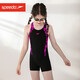 
Speedo (Speedo) children's swimsuit girls one-piece flat corners covering belly conservative professional training quick-drying teenager swimsuit hot spring swimsuit black/electro-optical powder 8-12392 130 7-8 years old recommended height 120-130CM