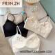 FR.YH.ZH Feng Zhixin 6173 latex thick cup small breasts gathered to show a large and beautiful back strapless female lace V-neck suspender vest black uniform size