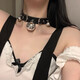 Maimed bell necklace women's traction rope neck strap chain collar collar bone chain choker necklace neck choker black bell collar + traction rope combination