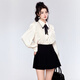 Fantu Fantu 2024 autumn new style French retro small fragrance bow long-sleeved shirt beige shirt M