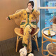 Catman three-layer cotton pajamas for women in autumn and winter thickened coral flannel flannel internet celebrity home clothing DLM-6621# three-layer cotton thickened L recommended 100-120Jin [Jin equals 0.5 kg]