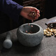 Handmade retro old stone mortar, bluestone mortar, garlic pounder, medicine jar, stone cup, pepper masher, grinder, retro bluestone lychee noodle, old stone mortar outer diameter 12CM