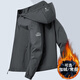 Woodpecker Jacket Men's Jacket Hooded Jacket Men's Spring and Autumn New Solid Color Youth and Middle-aged Jacket Black (Fleece Style) XL (126Jin Jin is equal to 0.5kg -140Jin Jin is equal to 0.5kg)