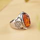 Potala Palace 925 silver ring amber Mahakala ring for men and women Tibetan ethnic style adjustable birthday gift for husband 925 silver inlaid amber Mahakala ring