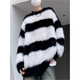 7家优品秋冬水貂绒条纹毛衣男圆领套头休闲潮牌韩系学生百搭青少年针织衫 XCS-7174白色 XL