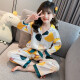 Zhouxi (ZHOUXI) girls' pajamas 2023 autumn cardigan long-sleeved trousers ice silk home clothes pajamas for middle and large children and students air-conditioned clothes 2044 white background piggy size 140 recommended height 130CM