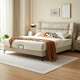 Double tiger cream style fabric bed modern simple 2024 new master bedroom cat scratch technology cloth double bed 23653 low box bed + 653 nightstand*1 [653B] cat claw cloth standard version 1.5*2.0 meters
