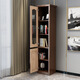 Wu solid wood bookcase wine cabinet with glass door small mini single door side cabinet corner cabinet living room bedroom storage rack storage cabinet walnut color 48x40x195cm