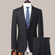 Hengyuanxiang wool suit men's suit Middle-aged men's autumn and winter business casual formal wear professional high-end suit wedding dress 2383 - black and gray strips L (175) pants default size 34 - for other sizes, please leave a message about your waist size or contact customer service