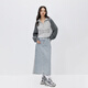 Nur Herbst- und Wintermode lässig Stickerei kontrastierende Farbe kurzer langes Langarm rundes Nacken -Sweatshirt für Frauen 12349S027 G41 Hell Blume Grey S 160/80A