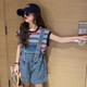 Weiman Xiaolu Children's Clothing Girls' Suit Summer Children's Suit Girl's Cowboy Overalls Suit Girls' Summer Clothing for Middle and Large Children 139 Overalls Suit 120