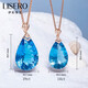 Yicai Jewelry 18k gold topaz pendant for women, sky blue water drop necklace, diamond inlaid blue gemstone, 18 carat topaz pendant/18K gold inlaid - chain not included