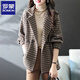 ROMON 2026 new autumn and winter velvet suit collar loose woolen jacket business casual mid-length versatile plaid top cotton thickened (version) M recommended 95-120 Jin Jin equals about 0.5 kg