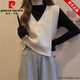 Pierre Cardin cardigan sweater vest women's sweater shirt layering autumn and winter 2024 new inner layer early autumn sweater vest oatmeal color S recommended 80-100