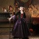 Xiaokayinon Halloween children's costume girl cosplay witch dress up girl little devil masquerade performance dress Halloween black and purple costume + hat + shawl 150