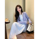 Xuefei Lanqi Autumn and Winter Dress Women's Wear Complete Set 2025 New First Love Pure Milky Sweet Suit White Skirt Purple Cardigan + Dress M Recommendation 95-110 Jin Jin equals 0.5 kg