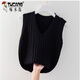 Woodpecker vest wool sweater trendy spring autumn winter loose sweater women's inner layer sleeveless vest vest burgundy high quality no pilling XL recommended 110-130Jin Jin equals 0.5 kg
