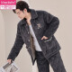 
Modal autumn and winter plus velvet thickened men's pajamas for men's three-layer cotton jacket flange home coral velvet home clothing warm set M6627 brown thickened model XL [recommended 120-140Jin [Jin equals 0.5 kg]]