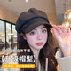 XUEXIMAN beret women's all-match black face-showing small retro duck tongue octagonal hat large head circumference