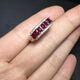Baozha silver inlaid natural ruby ring stone size 3*4MM pigeon blood red ruby row ring live female ring