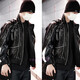 Customized male star model Wang Yibo and Yang Yang's same style motorcycle sheepskin jacket 23 autumn and winter new thickened leather jacket clip black L