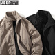 JEEP SPIRIT chaqueta bomber corta americana con cuello alto de invierno chaqueta gruesa de terciopelo acolchado de algodón top para hombre negro L (130-140)