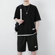 Star-Zhe Youth Clothes Men's Summer Waffle Ice Silk Short-Sleeve T-Shirt Men's Sports and Casual Set Men's Clothes A Set with Handsome Half-Sleeve Solid Color High-end Gray (X3880 Set) XL 115-140Jin[Jin equals 0.5 kg] Priority Shipping