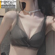Modal comfortable seamless women's underwear thin push-up breathable adjustable breast shape beautiful back anti-sagging skin-friendly women's bra gray single piece 75A 34B thick cup