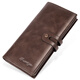 Kou Liuhou Wallet Men's Long New Clutch Bag First Layer Pure Cow Card Bag All-in-One Men's Wallet Wallet Real Texture PU-Brown