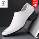 Woodpecker Leather Shoes Men's Genuine Leather Men's Business Casual Formal High Heels Pointed Toe Increase British Young Groom Wedding Men's Shoes M31006-1 Black 40