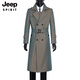 JEEP SPIRIT Men's Spring and Autumn Over-the-Knee Long Fashionable and Handsome Color Changing Extra Long Trench Coat Slim Jacket Fashion Coat Black Black is a solid color XL Recommended 150Jin Jin equals about 0.5kg