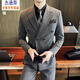 Jason's Double Breasted Suit Men's Three Piece Slim Groom Wedding Dress Complete Business Casual Suit Jacket Medium Gray (Single Suit) 4XL (Suitable for 155-170 Jin Jin equals 0.5 kg)